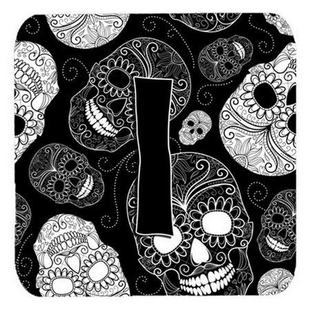 Carolines Treasures Letter I Day Of The Dead Skulls Black Foam Coasters- Set of 4 CJ2008-IFC